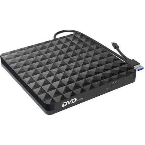 Graveur Lecteur de DVD externe portable USB 3.0 Lecteur de CD/DVD-RW Disqueur/graveur CD Player RW/Rewrite(Noir) (1/4)