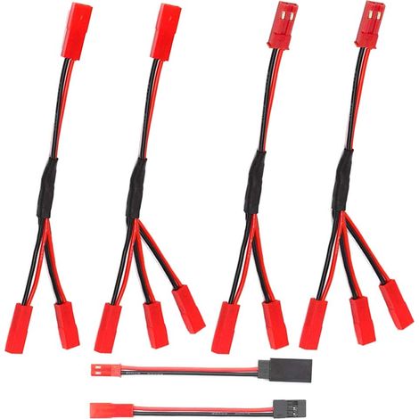 6PCS JST Splitter JST Male Female Y Cable RC JST Y Parallel Adapter Harness JST to JR Adapter for Traxxas TRX-4 RC Car Truck Fan ESC Battery Motor (1/5)