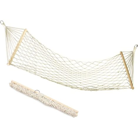 Outdoor-Camping-Loungesessel, 200 x 80 cm, gewebte Hängematte, extrem atmungsaktiv, Anti-Schaukel, ideal für drinnen/draußen, Garten, Camping, Strand, maximale Tragfähigkeit 200 kg