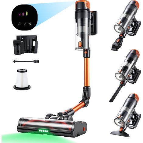 Aspirateur Balai Sans Fil 600W 50 kPa Autonomie 60 min avec Écran LED, Aspirateur à Main avec 4 Têtes de Brosse, Rechargeable et Léger, Nettoyeur de Sol pour Sol Dur, Tapis et Poils d'Animaux (1/5)