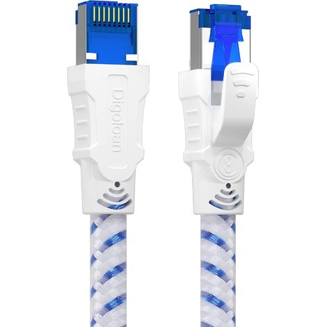 Câble Ethernet Cat 8, RJ45 1m 2m 3m 5m 10m 20m 30m Câble Réseau Internet Cat8 40Gbps S/FTP Nylon Câble, idéal pour les connexions courtes PC, routeur, PS5 et Xbox. Plus rapide que Cat6/Cat7(0,5 m) (1/5)