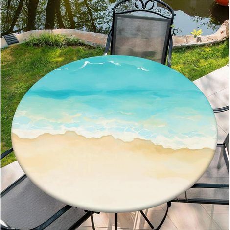 Outdoor Tischdecke 110cm rund, wetterfest, abwischbar, mit Gummizug