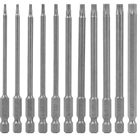 11 Pcs 100mm Torx Screwdriver Bit Sets T6-T40 Magnetic Security Torx Bits 1/4 Inch Hex Shank S2 Steel Star Screwdriver Set for Impact Driver and Manual Electric Drill (1/5)