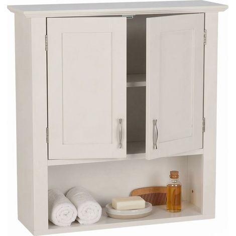 Armadio pensile Relaxdays, 3 scomparti, H x L x P: 62 x 58 x 20 cm, per cucina e bagno, doppie ante, bianco