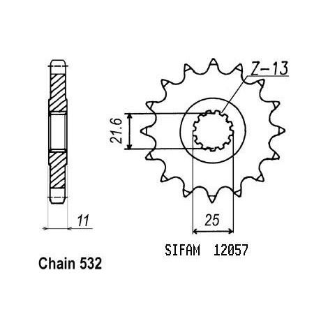 Pignon Fzr 1000 1987-1988 532 - Yzf 750 R 1993-1998 - 532 - 16 Dents - Similaire JTF584