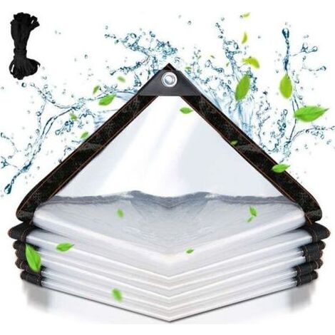 Involucro trasparente esercito al di Fuori, con Occhielli, Plastica Cerata del PVC della tela Cerata Trasparente Impermeabile antistrappo e antivento 3x3m Telo (1/5)