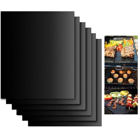Filiyano-Lot de 6 tapis de cuisson pour barbecue, plaque de cuisson pour four 40 x 33 cm, compatible avec les barbecues à gaz et à charbon (1/5)