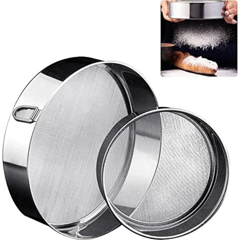 2 Pcs Tamis en Acier Inox Tamis Cuisine Tamis à Farine Tamis Pâtisserie avec Anneau Suspendu Tamis Fin 2 Tailles Tamis Boulanger Tamis Blé Tamis Alimentaire pour Farine Gâteaux Sucre Glace (1/5)