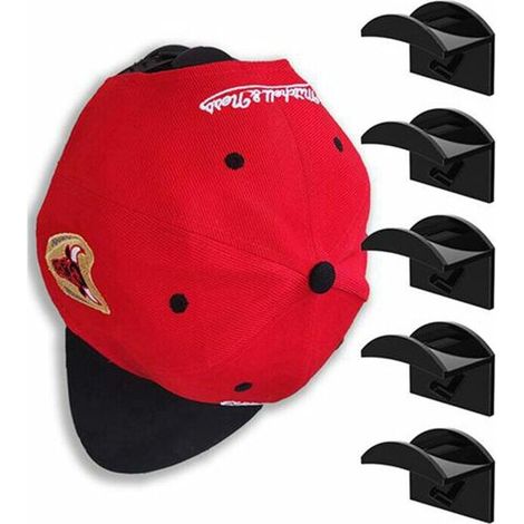 VURAHOME - Porte de Casquette,10 PCS Porte-casquettes de Baseball Casque de Baseball Adhésif Sans Perforation pour Casquettes de Baseball, Écharpes,sac à Main,placard à Serviettes (1/5)