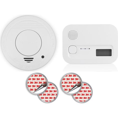 Set Rauchmelder, Kohlenmonoxid-Melder Batteriebetrieben & Magnethalterung (1/5)