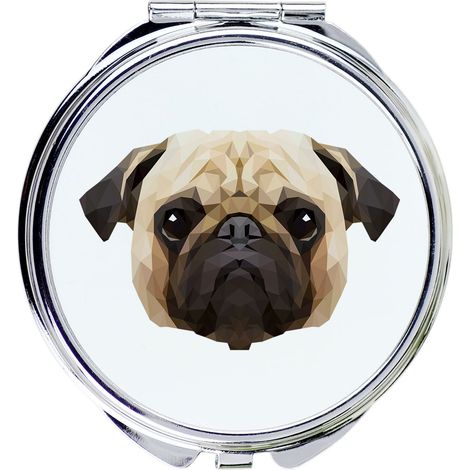 Mops, Pug, Carlin - uno specchio con foto e iscrizione geometrica di Art-Dog (1/3)