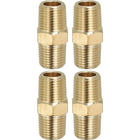 Raccord de Tuyau Hexagonal En Laiton Massif, Adaptateur Filetage, Lot 5, 1/4" Npt X 1/8" Npt, Connecteurs Ligne D'Eau Mâles - NPT x (1/5)