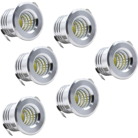 Lot de 6 mini spots LED encastrables - 3 W - 3,8 cm - Blanc chaud