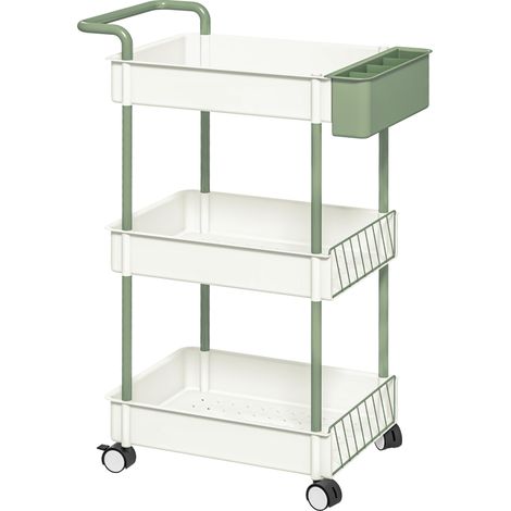 Carrello portaoggetti mobile a 3 livelli con cestino sospeso, bianco (1/5)