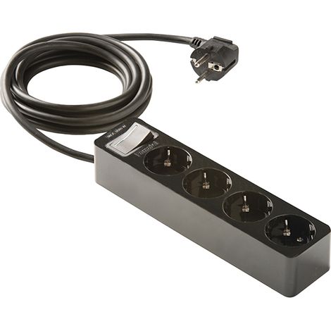 Enchufe Múltiple 4 Tomas TT Negra con Interruptor + 1,5m Famatel 2628-N (1/2)