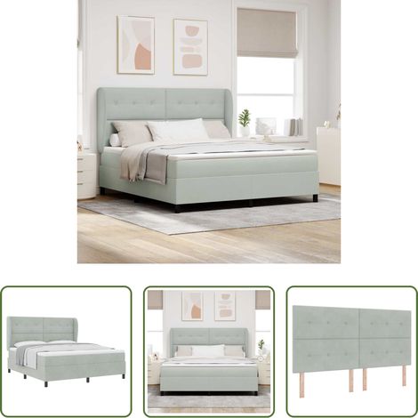 Matratze -  Boxspringbett mit Matratze Hellgrau 200 x 180 cm Samt (1/5)