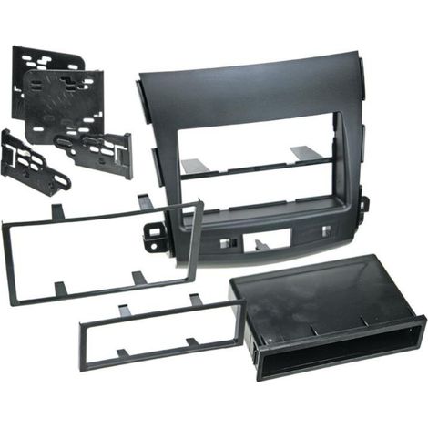 Support autoradio 2DIN compatible avec Mitsubishi Peugeot Citroen ap07 avec vide poche - Noir