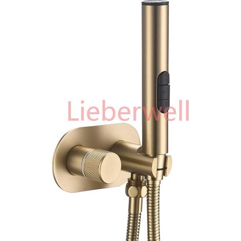 Robinet de Bidet en or Rose brossé, mélangeur chaud et froid caché avec pistolet de pulvérisation portatif à 3 fonctions, accessoires autonettoyants pour salle de bains (1/4)