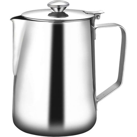 Pot à Lait Moussant Tasse à Café en Acier Inoxydable de Grande CapaCôté Avec un Couvercle-1500ML (1/5)
