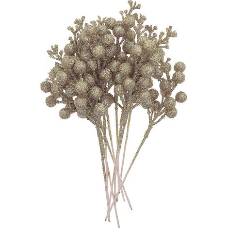 10 branches de baies artificielles pour sapin de Noël, accessoire décoratif-20.00X5.00X5.00CM-Golden (1/3)