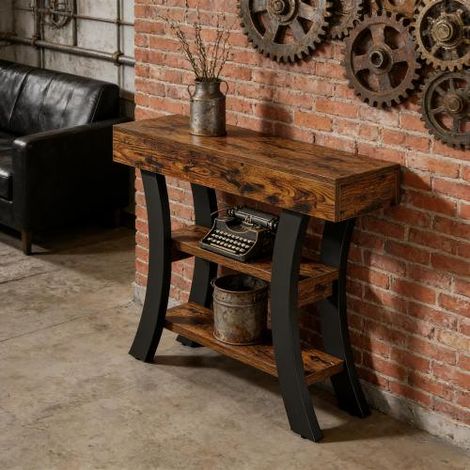 Console d'entrée élégante avec rangements intégrés, table console robuste à compartiments, meuble d'accueil pratique et raffiné. (1/5)