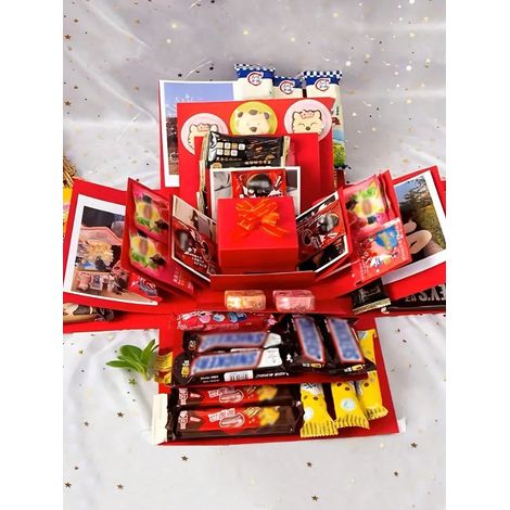 Lot de 16 boîtes cadeaux explosion rouges, boîte à photos surprise pour cadeau, accessoires DIY pour aum scrapbooking, adaptée pour anniversaires ou Saint-Valentin pour couples. (1/5)