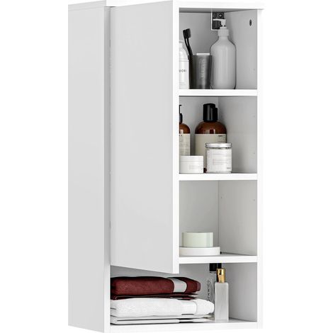 Armario de pared Armario de pared con puertas, mueble de baño, mueble de cocina con estantes ajustables, compartimento abierto, botiquín de pared blanco 40 x 27 x 77 cm Aosom (1/5)