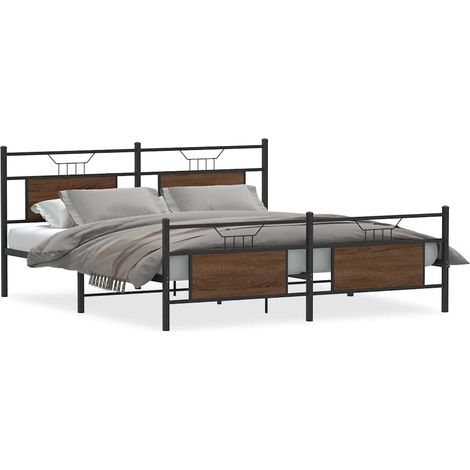 Maison Exclusive - Cadre de lit en métal sans matelas chêne marron 160x200 cm (1/5)