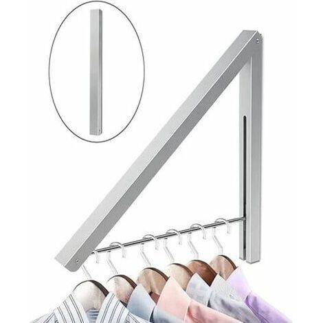 Etendoir Mural Porte -Manteau Mural Pliable Etendoir Cintre Rétractable Porte Manteau Cintre Pliable Économie d'Espace Invisible Support de Séchage Porte (1/4)