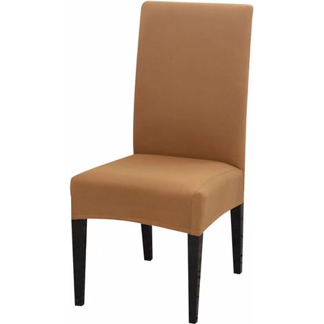 Dining Chair Covers High Back Polyester Spandex Elastic Dining Chair Slipcovers Protector Kitchen Chair Seat Covers, Washable & Removable (Camel, Set of 2) (1/4)