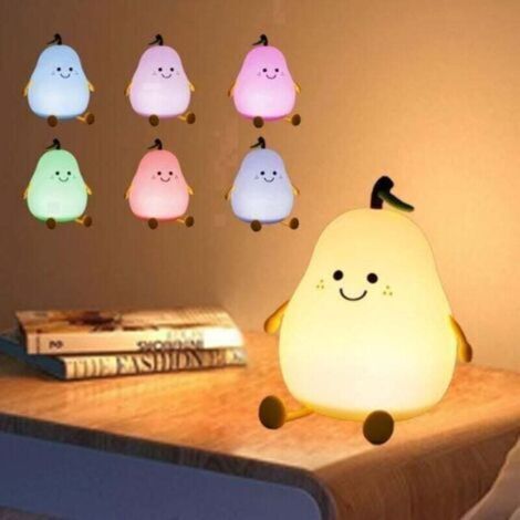 Veilleuse rechargeable pour bébé - Lampe de chevet tactile en silicone pour enfants et futures mamans - 7 couleurs LED (1/4)