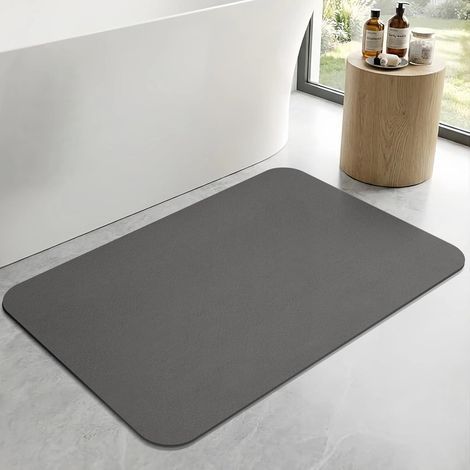 1 Tapis De Bain Antidérapant,Séchage Rapide Terre De Diatomées Pour Douche,Baignoire Gris Foncé 60x150cm (1/5)