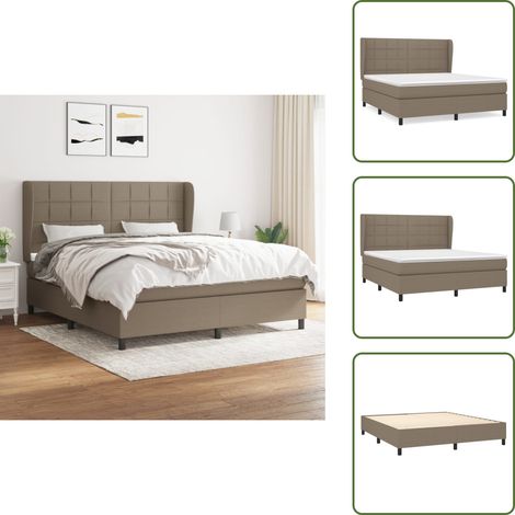 Cama gris - vidaXL Cama box spring con colchón tela gris taupe 180x200 cm - Cama de espaldas
