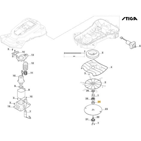 Mozzo disco ORIGINALE STIGA a7500 rtk robot rasaersa tagliaerba 181465666/0