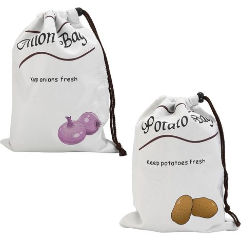 Sac De Stockage Aliments - Sac Pommes De Terre Oignons - Toile Et Tissu Non Tissé - 26 x 36 cm - Respirant - 1 Pièce (1/5)