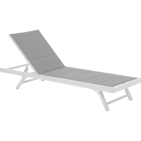 lettino prendisole giardini di maggio "agave" con schienale regolabile in alluminio e textilene imbottito bianco e grigio 196x62x92,5 cm