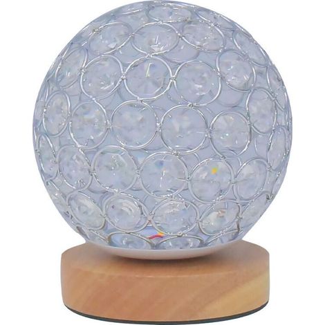 Lampe de table en cristal, lampe de chevet décorative en cristal pour la chambre à coucher, le salon, la chambre d'amis, argenté (1/5)