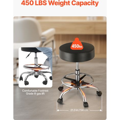 Tabouret à roulettes avec repose-pieds - capacité de poids 204 kg (1/5)