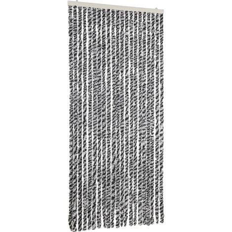 Rideau anti-mouches gris et noir et blanc 90x220 cm chenille CFW65141 (1/5)