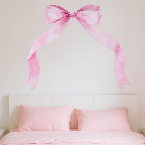 Grand Autocollant Mural Nœud Papillon, 90x30cm Décoration Murale Nœud Papillon Autocollants de Chambre à Coucher avec Rose Décoration Esthétique et Douce pour Fête à Thème Rose (1/5)