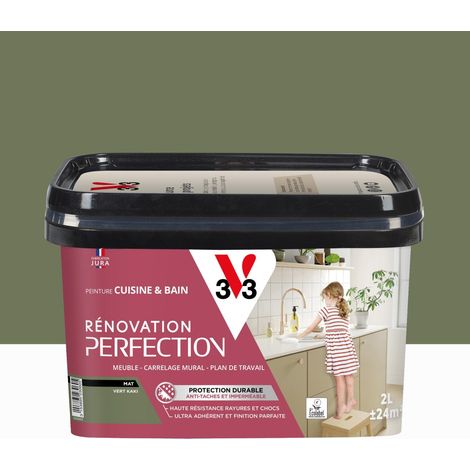Pintura para muebles, V33 Renovación de cocinas y baños, 2 L, verde caqui mate V33 (1/3)