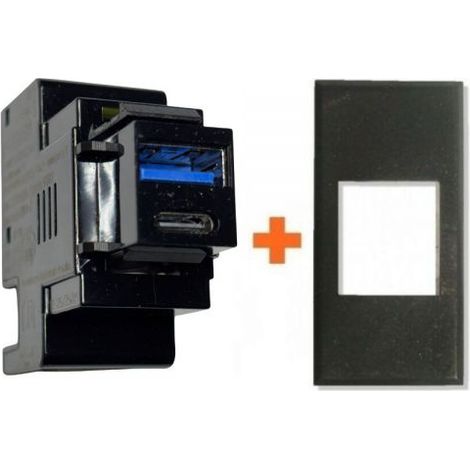 Perry presa USB A + C 3A compatibile Bticino Axolute grigio scuro - 1MCUSB002A - BG