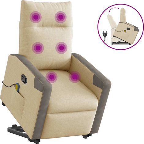 Massagesessel mit Aufstehhilfe Creme Stoff