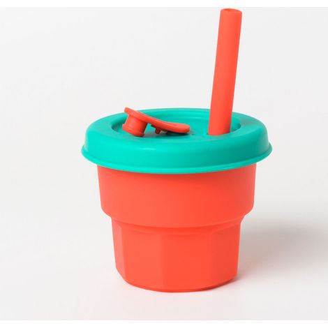 Gourde pour enfants avec paille, motif dessin animé, portable, étanche, en silicone, rouge, 300 ml, pour filles, garçons et tout-petits (1/3)