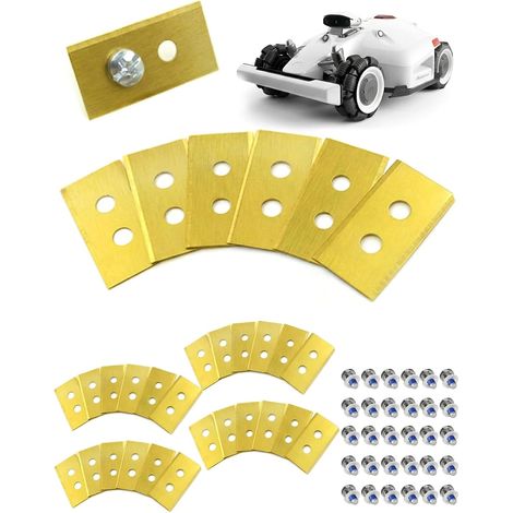30 Lames de rechange, Acier inoxydable titane, Double trou, Pour tondeuses robotisées Mammotion Luba et Yuka (1/5)