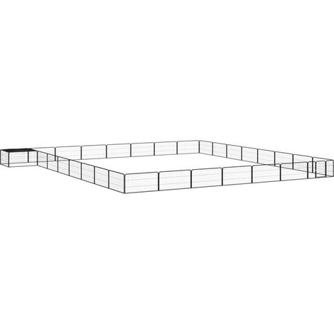 32-tlg. Hundelaufstall Schwarz 100x50cm Stahl Pulverbeschichtet