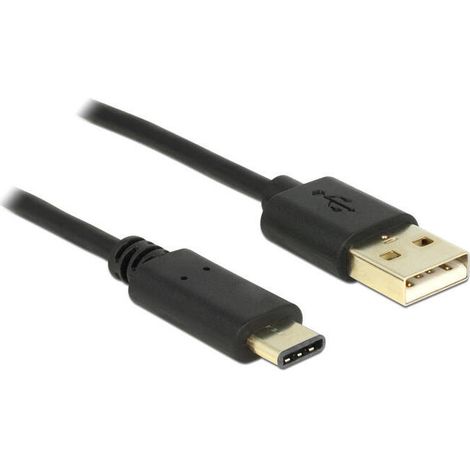 DeLOCK 2m, USB2.0-A/USB2.0-C cable USB USB A USB C Negro