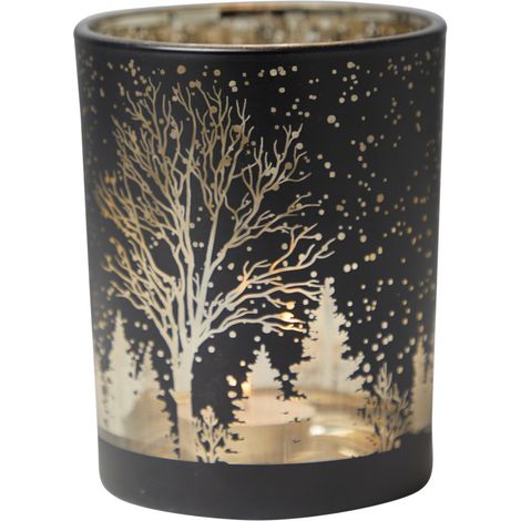 ARPIMEX Portacandela di Natale Decoro Alberello D10 Cm H 12,5 Cm Gold Black