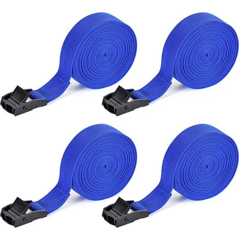 Spanngurte 4m x 2.5cm, 4 Stück, Blau, 250kg Belastbarkeit