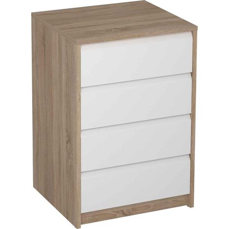 Cajonera de Melamina Roble Claro Blanco con 4 Cajones Bisel Ref.762-RB (1/2)